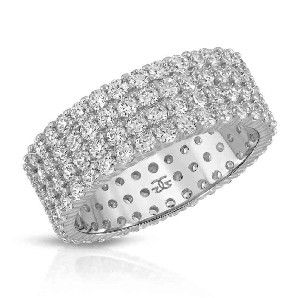 4 Row Diamond Stacked Eternity Ring - Image 6