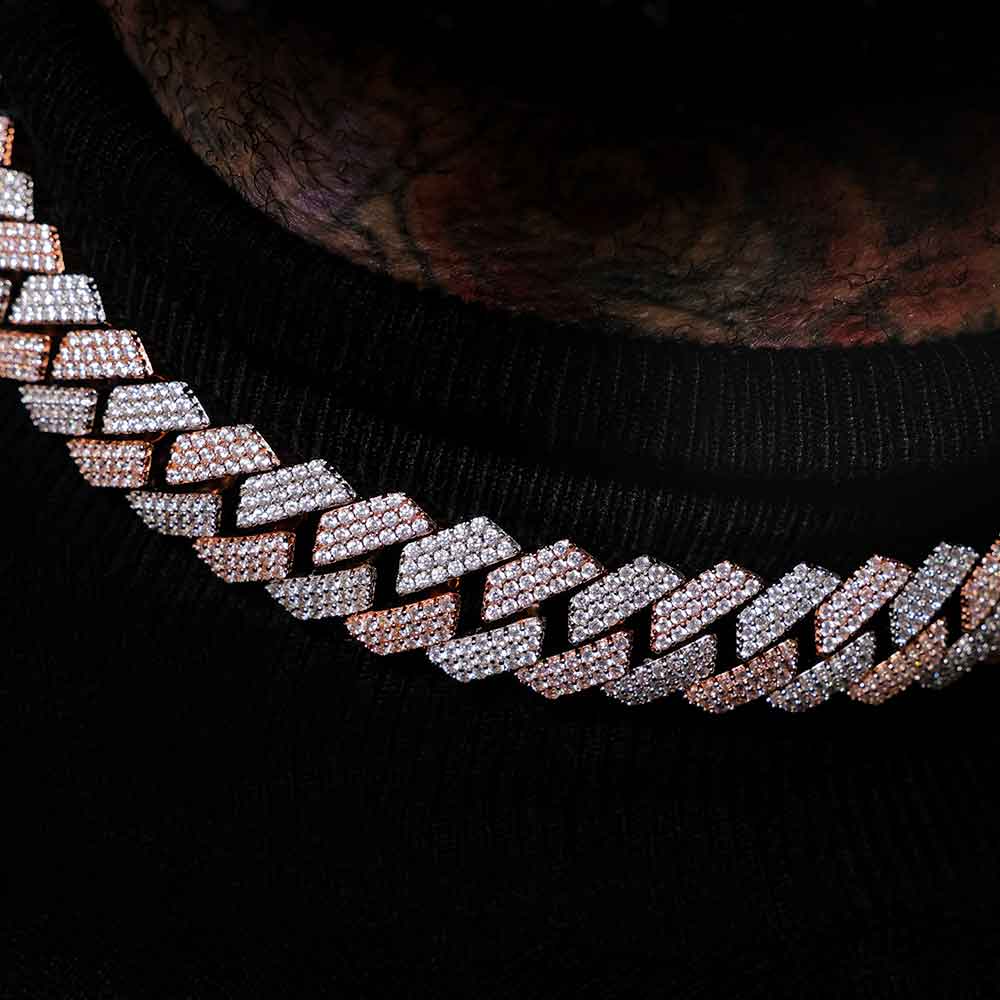 3 Row Diamond Cuban Chain 18mm - Image 4