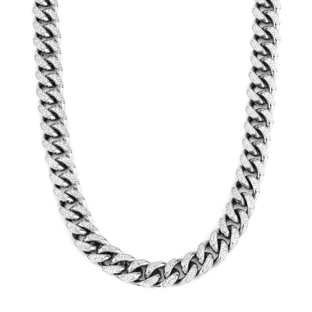 Diamond Cuban Link Chain White Gold 10mm - Image 4