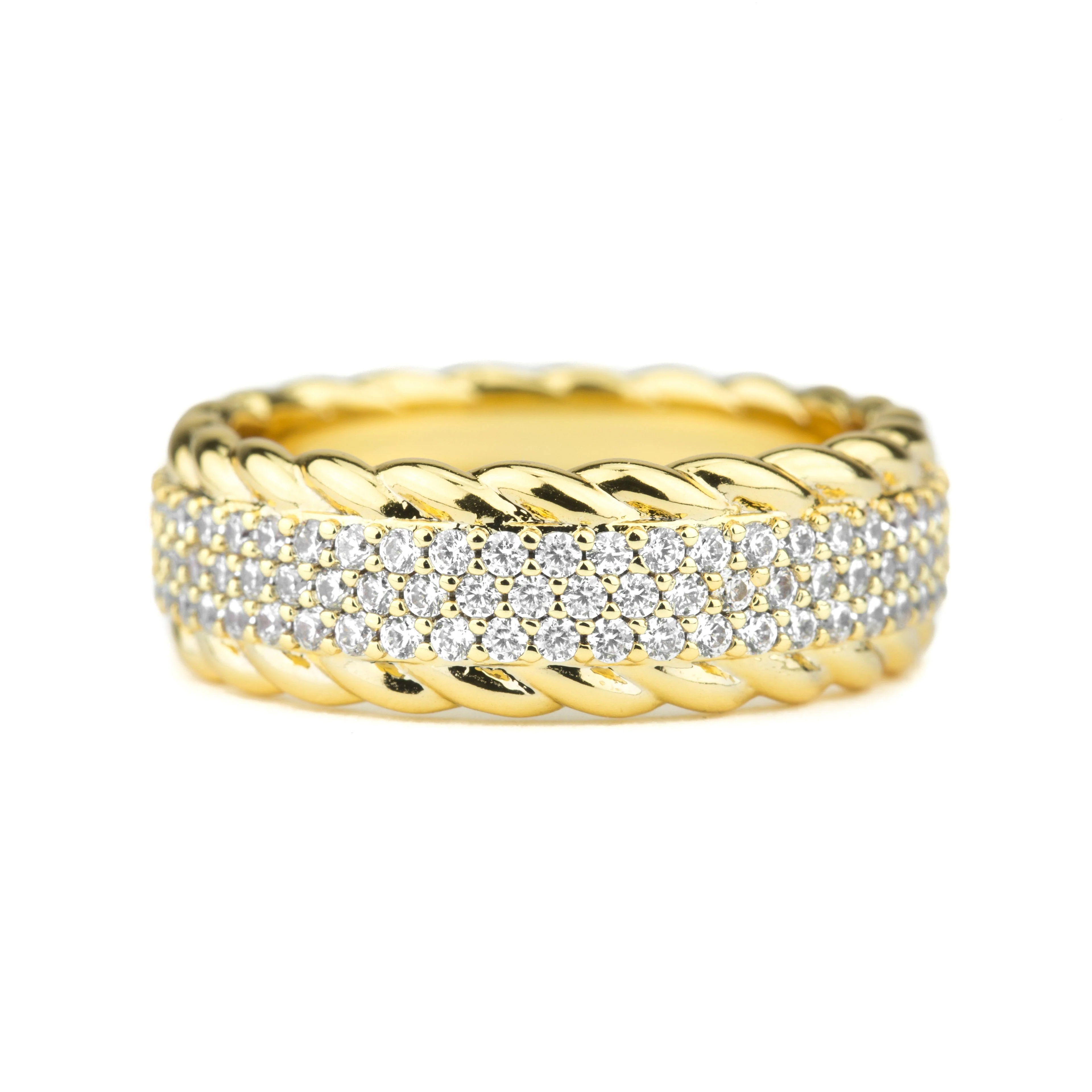 Women's 3-Row Diamond Rope Eternity Ring - Image 4